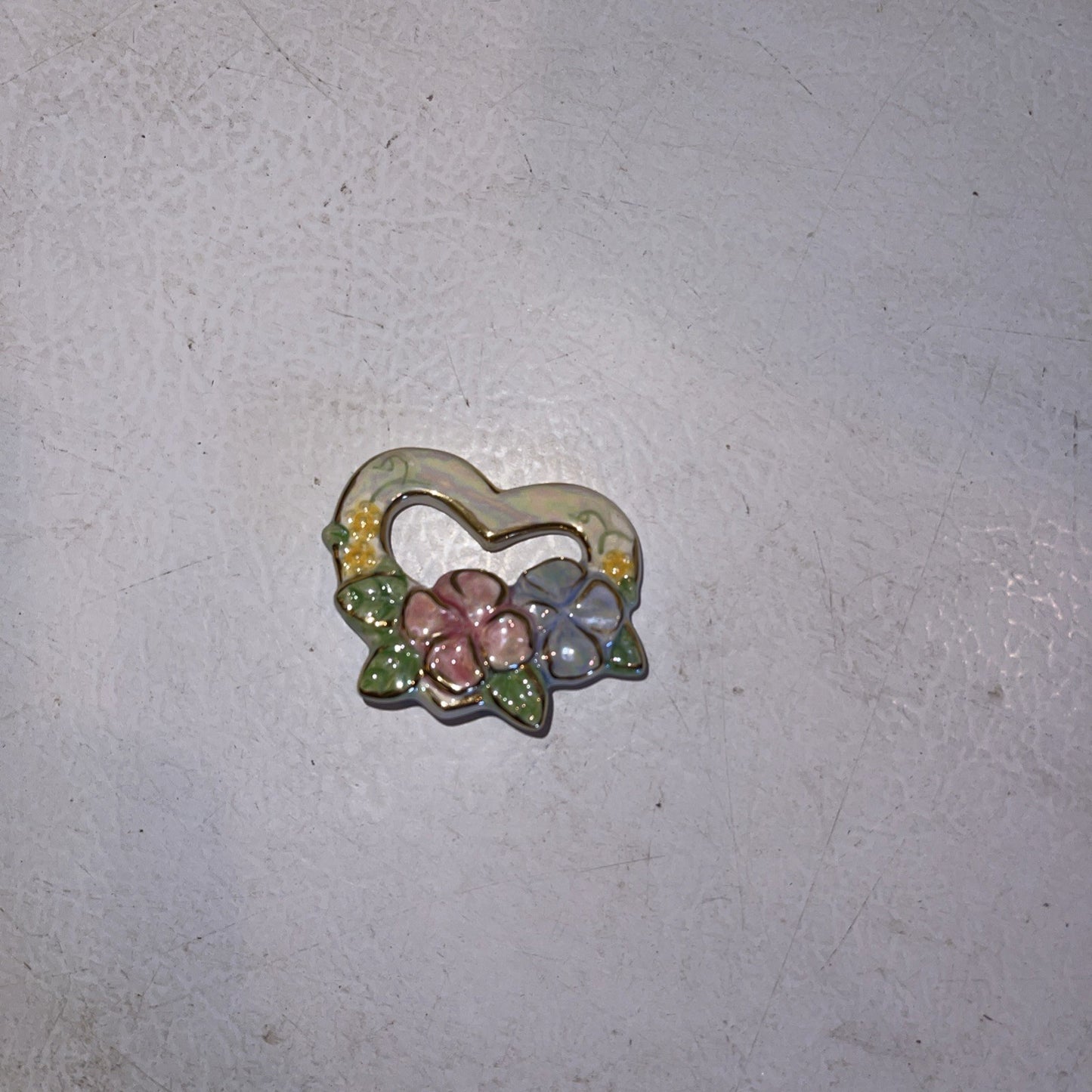 Heart And Flowers Brooch Pin