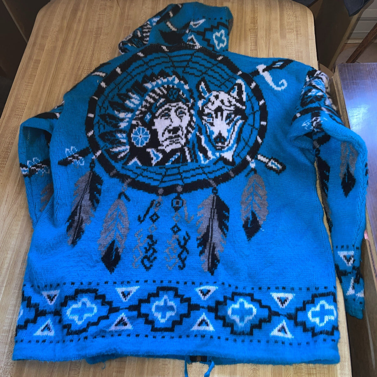 Native American Handcrafted Full Zip Hoodie 2XL Missing The Zipper Pull