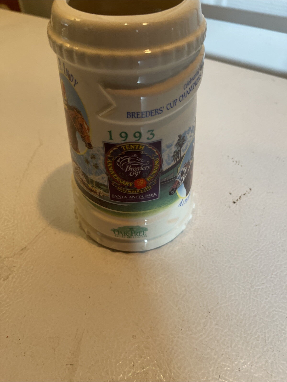 Vintage 1993 Oak Tree Racing Association Stein 10th Anniversary Breeders Cup