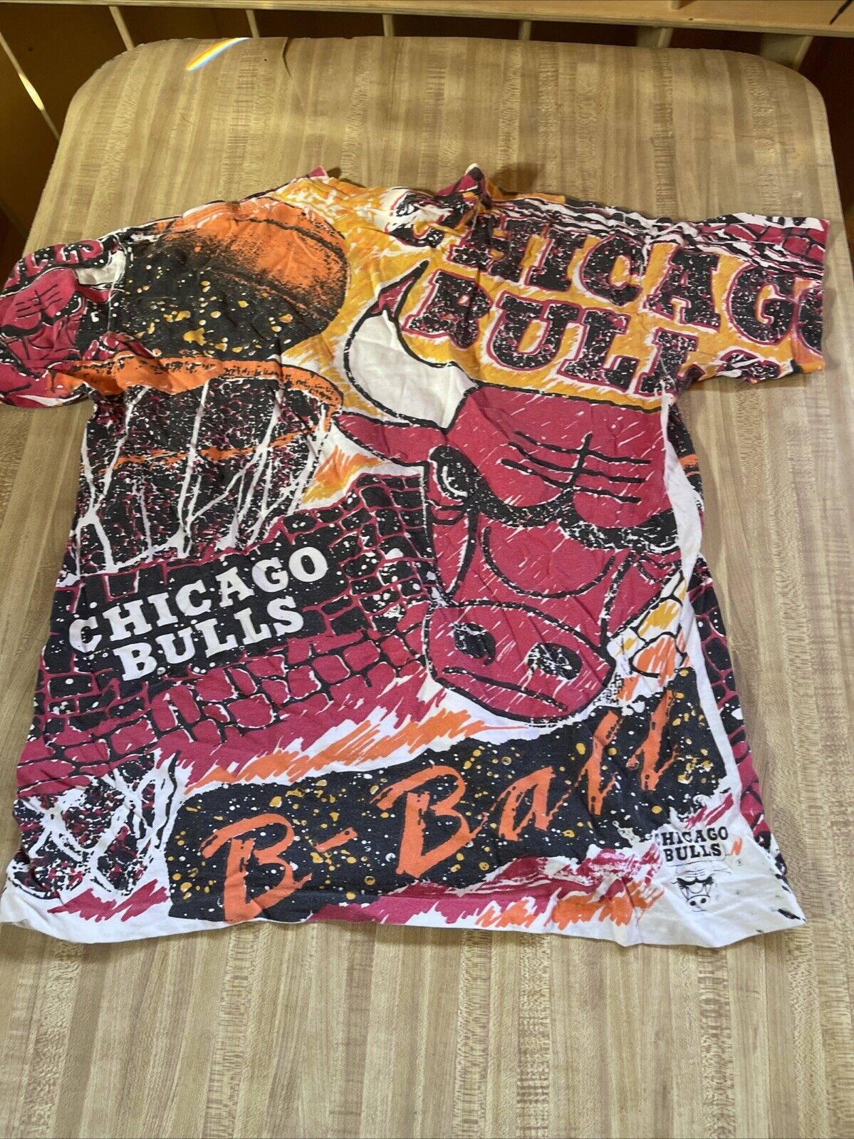 Vintage Chicago Bulls All Over Print T Shirt Large