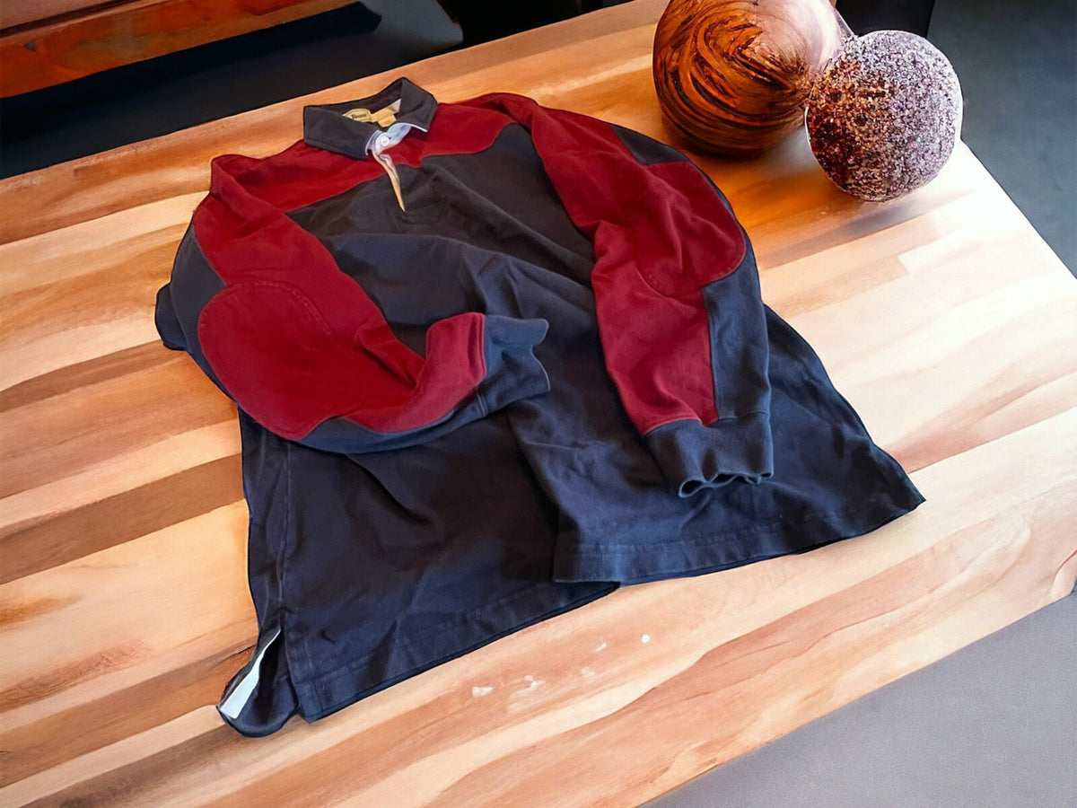LL Bean Rugby Style Polo With Elbow Patches LT