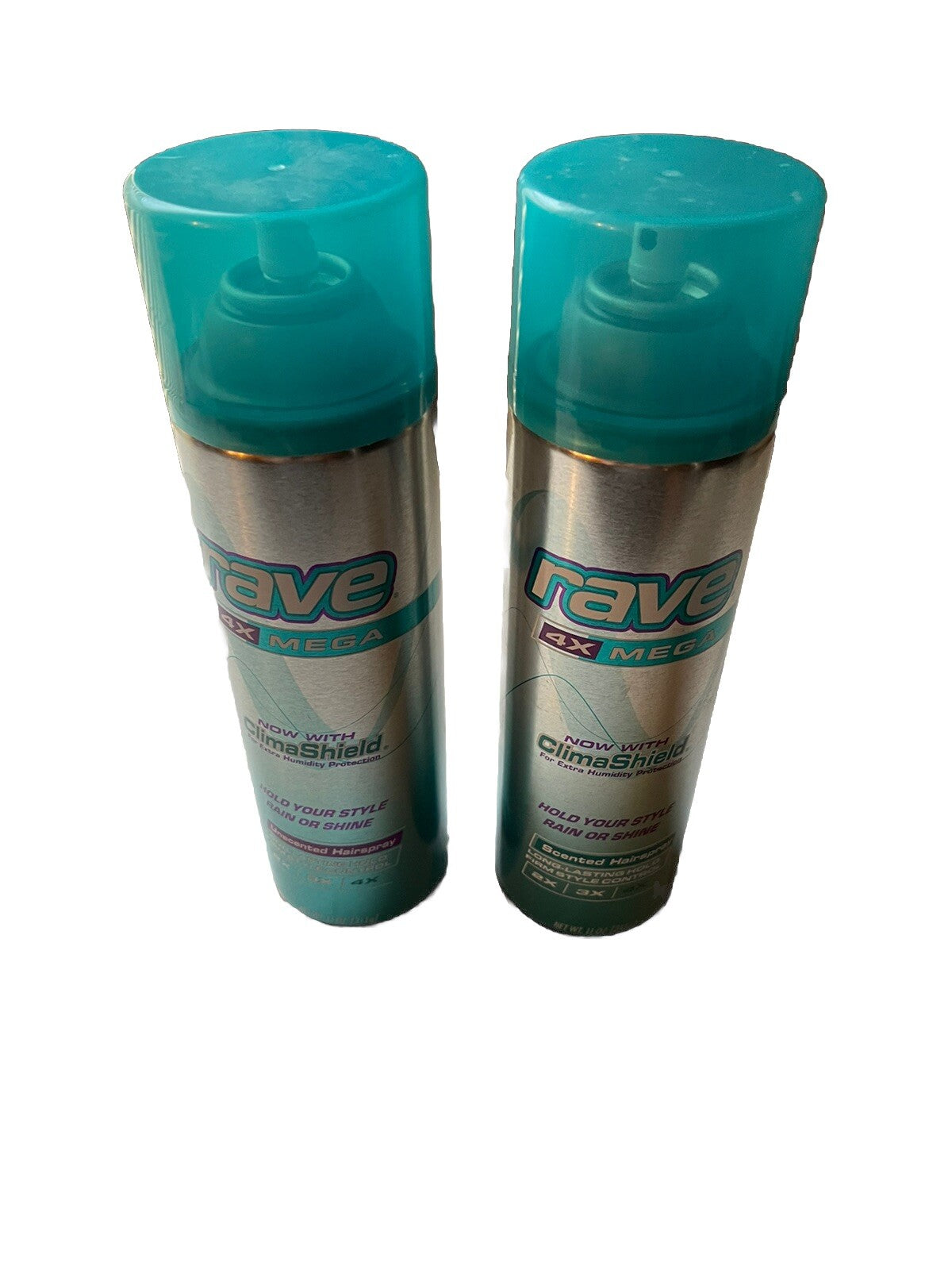 Lot Of 2 Rave Hair Spray 4X Mega with ClimaShield Unscented - 11 oz