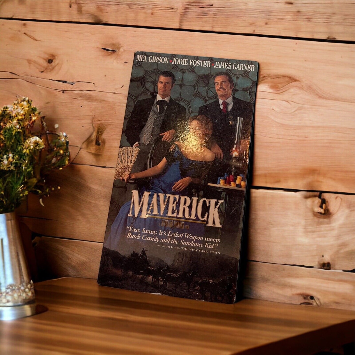 Maverick VHS Video Tape 1994 Mel Gibson Foster Garner Western Poker Blockbuster