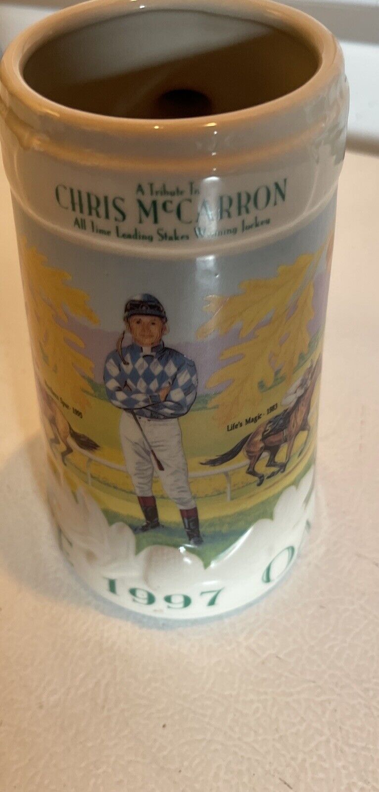 Vintage 1997 Oak Tree Racing Association Stein Chris McCarron Tribute Edition