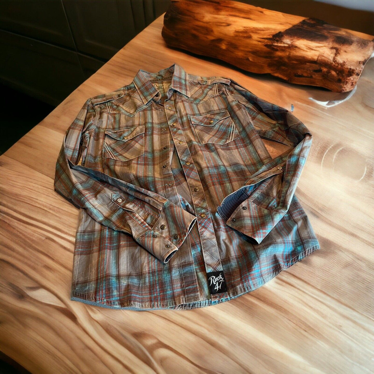 Wrangler Rock 47 Shirt Medium Metal Buttons