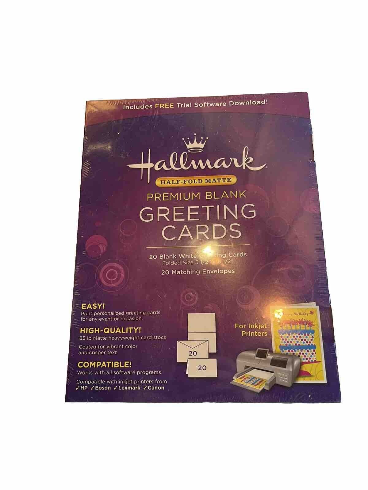 Hallmark Half-Fold Matte Premium Blank Greeting Cards w/ Envelopes 20 Pack New