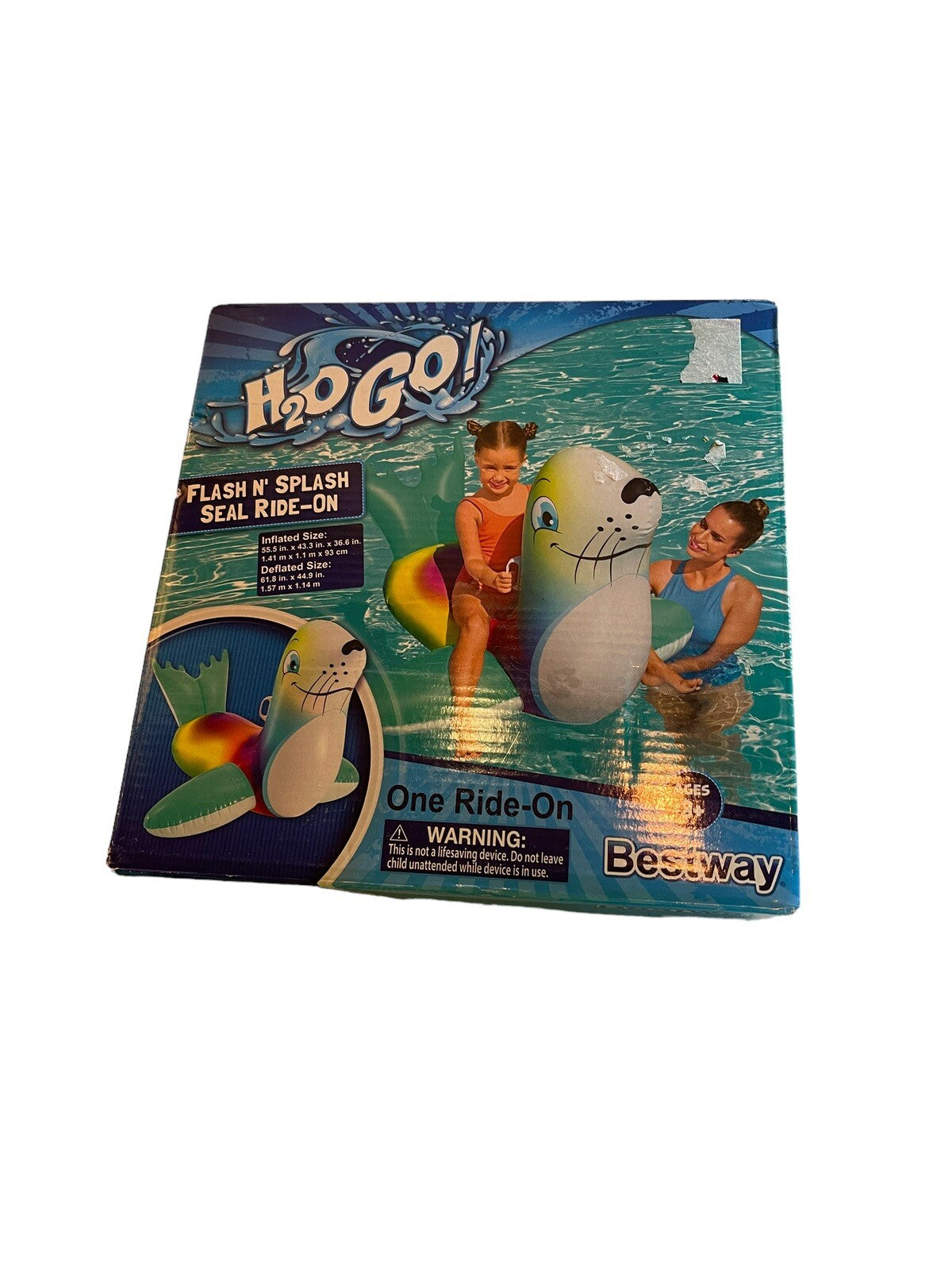 N-I-B H2O GO Flash n' Splash Seal Ride-On Pool Float Kids Swim Ages 3+ Float