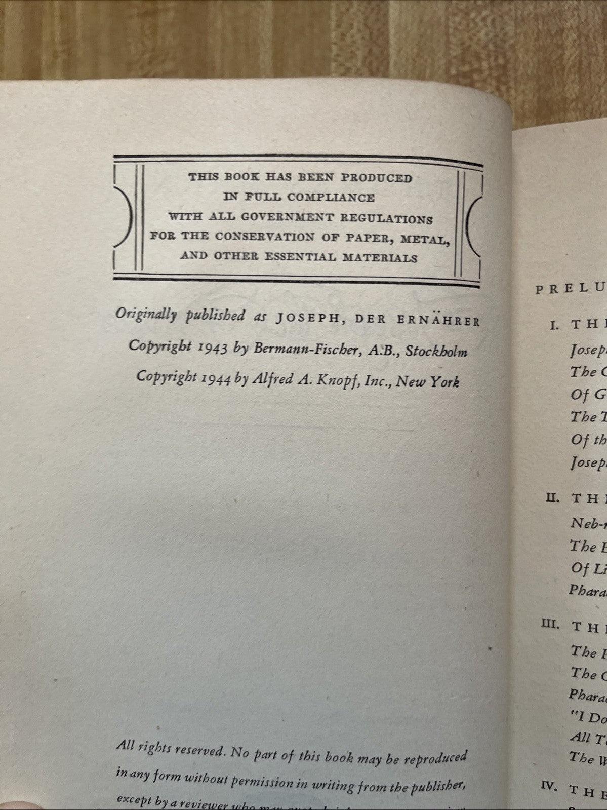 Joseph the Provider, Thomas Mann, 1944 Hardcover