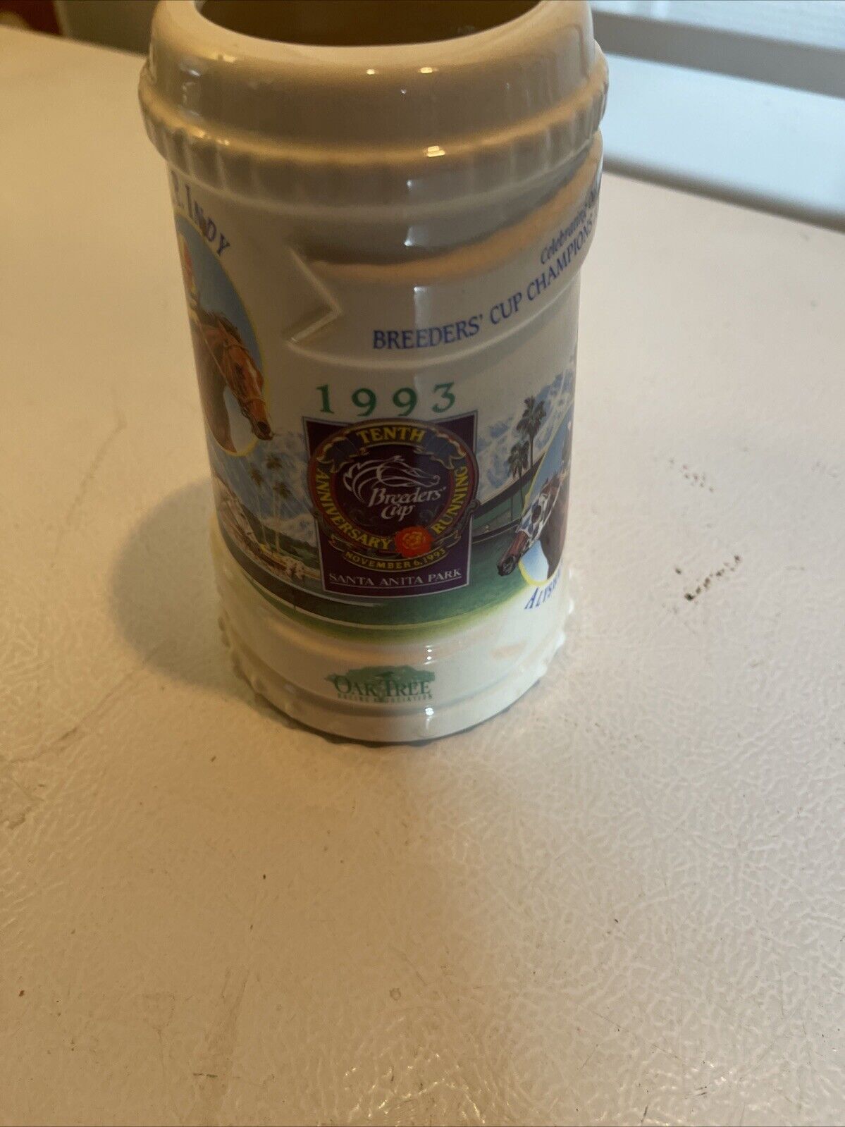 Vintage 1993 Oak Tree Racing Association Stein 10th Anniversary Breeders Cup