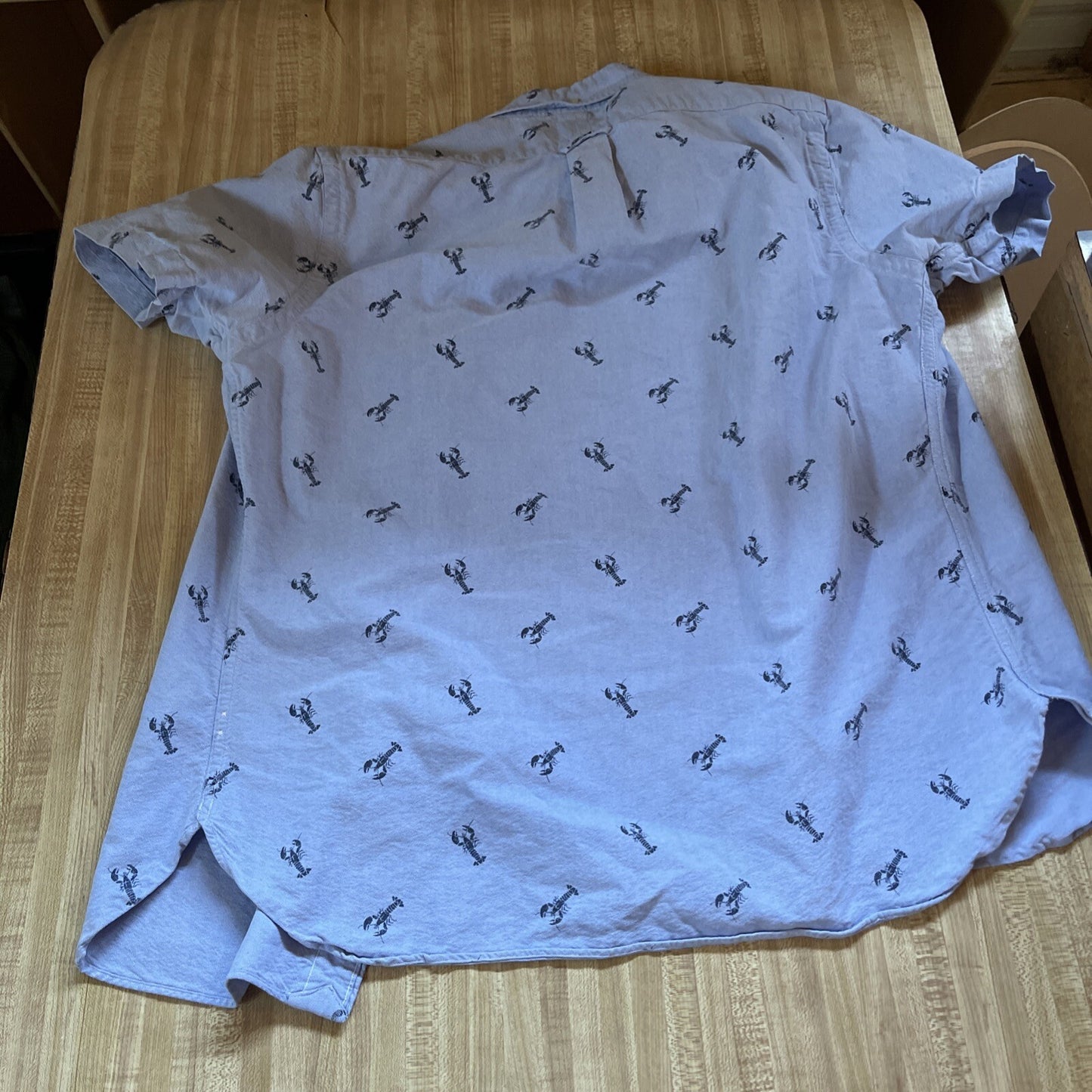 Ralph Lauren Button Down Shirt Lobster Print All over Blue Mens Size Large Blue