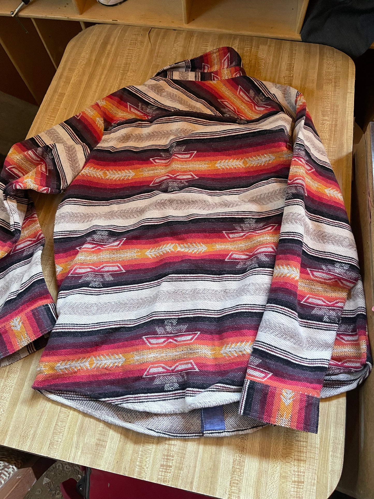 Rock & Roll denim cowboy flannel pearl snap Aztec southwestern xl