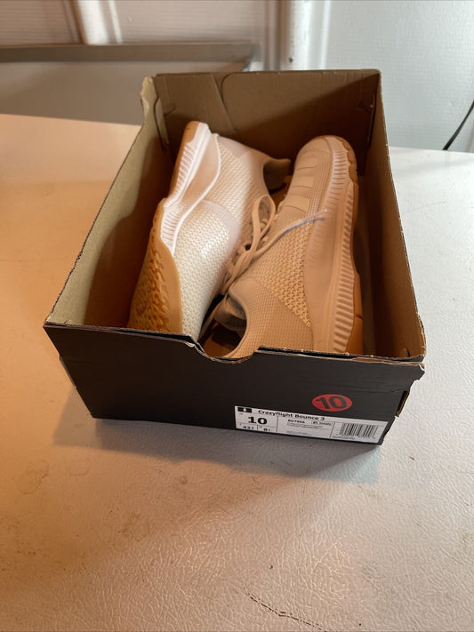 Adidas Crazyflight Bounce 3 size 10 white athletic shoes in black shoe box on table