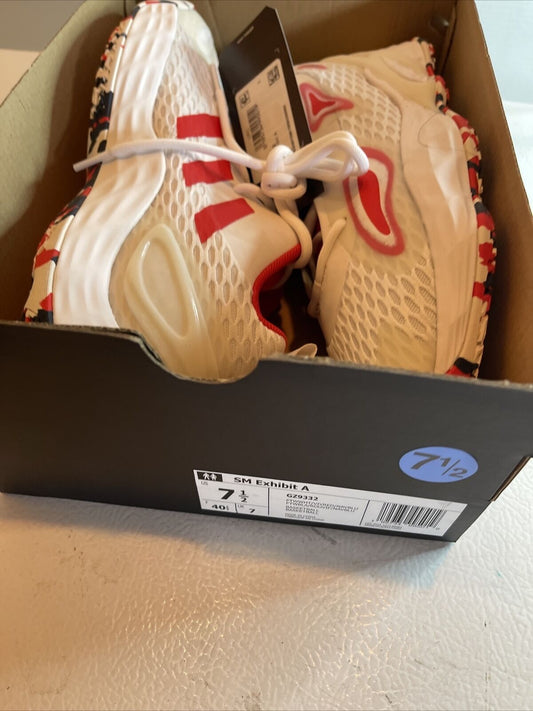 Adidas SM Exhibit A Team USA white and red athletic shoes in a size 7 shoe box