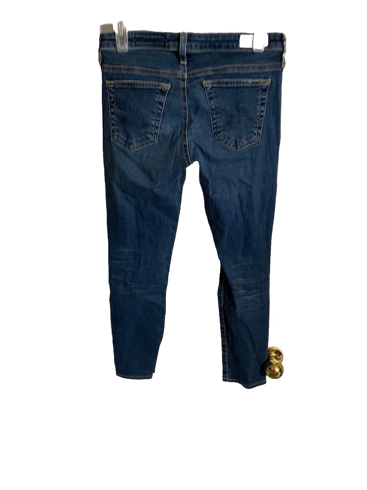 1118 Emporium AG legging ankle jeans in dark blue denim showing back view with pockets