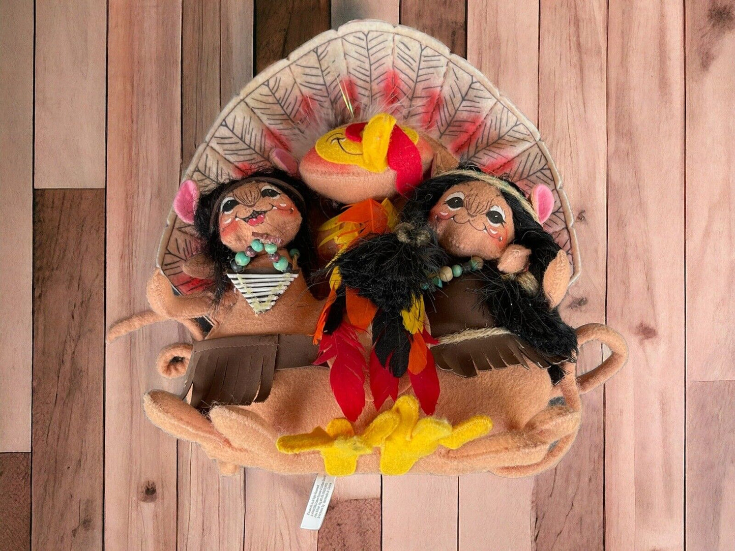 Annalee Thanksgiving mice decoration featuring two mice and a colorful turkey with feathers