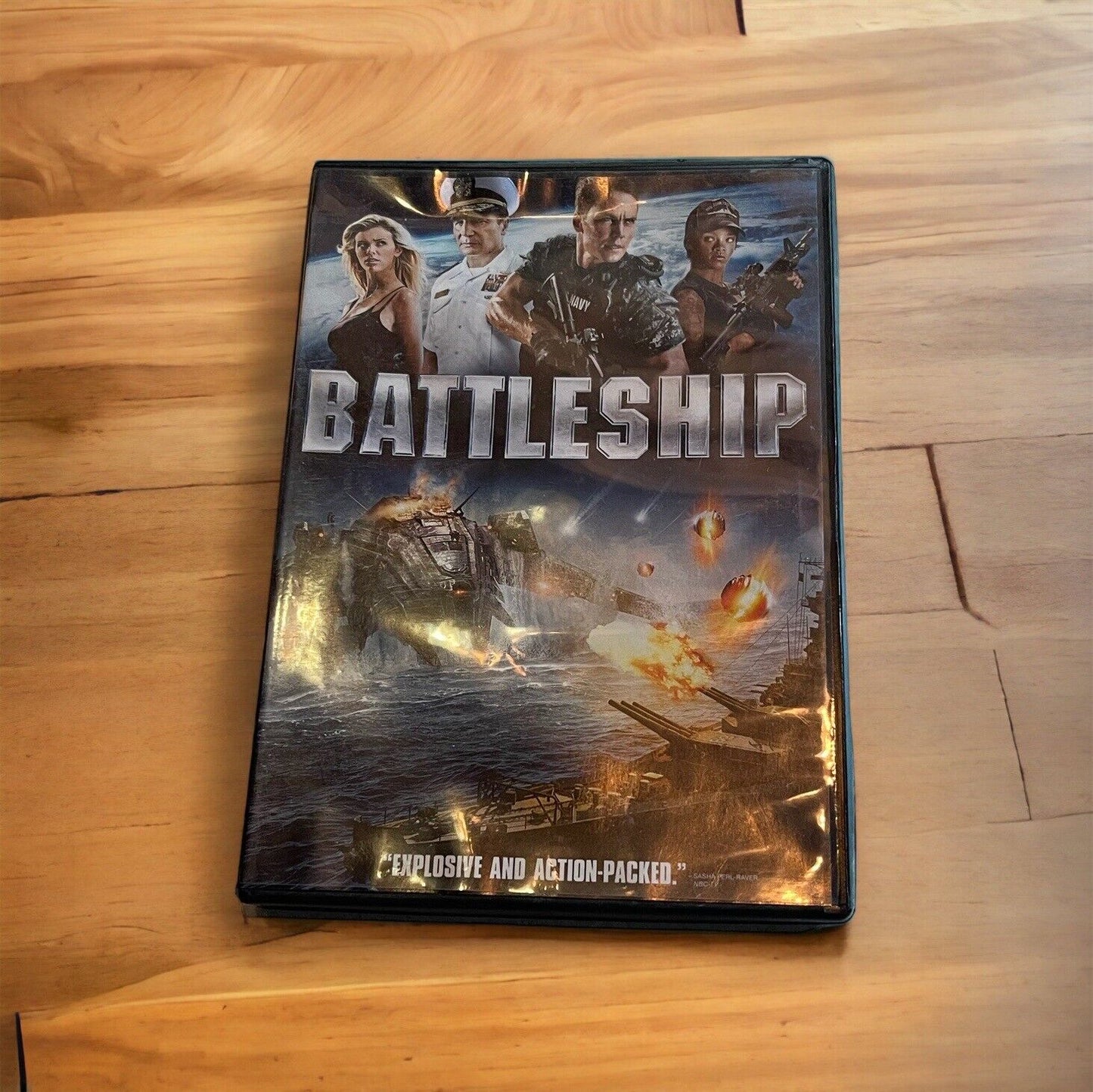 Battleship DVD for sale with action-packed cover featuring military characters and naval battle scene
