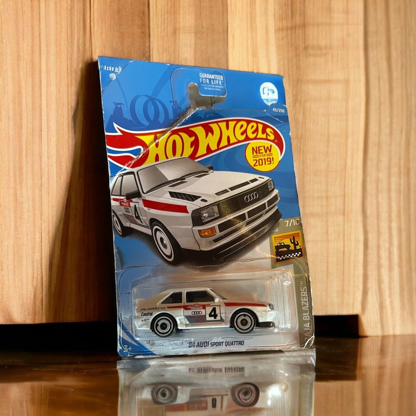 Hot Wheels Baja Blazers 7/10 collectible white Audi Sport Quattro toy car in original packaging