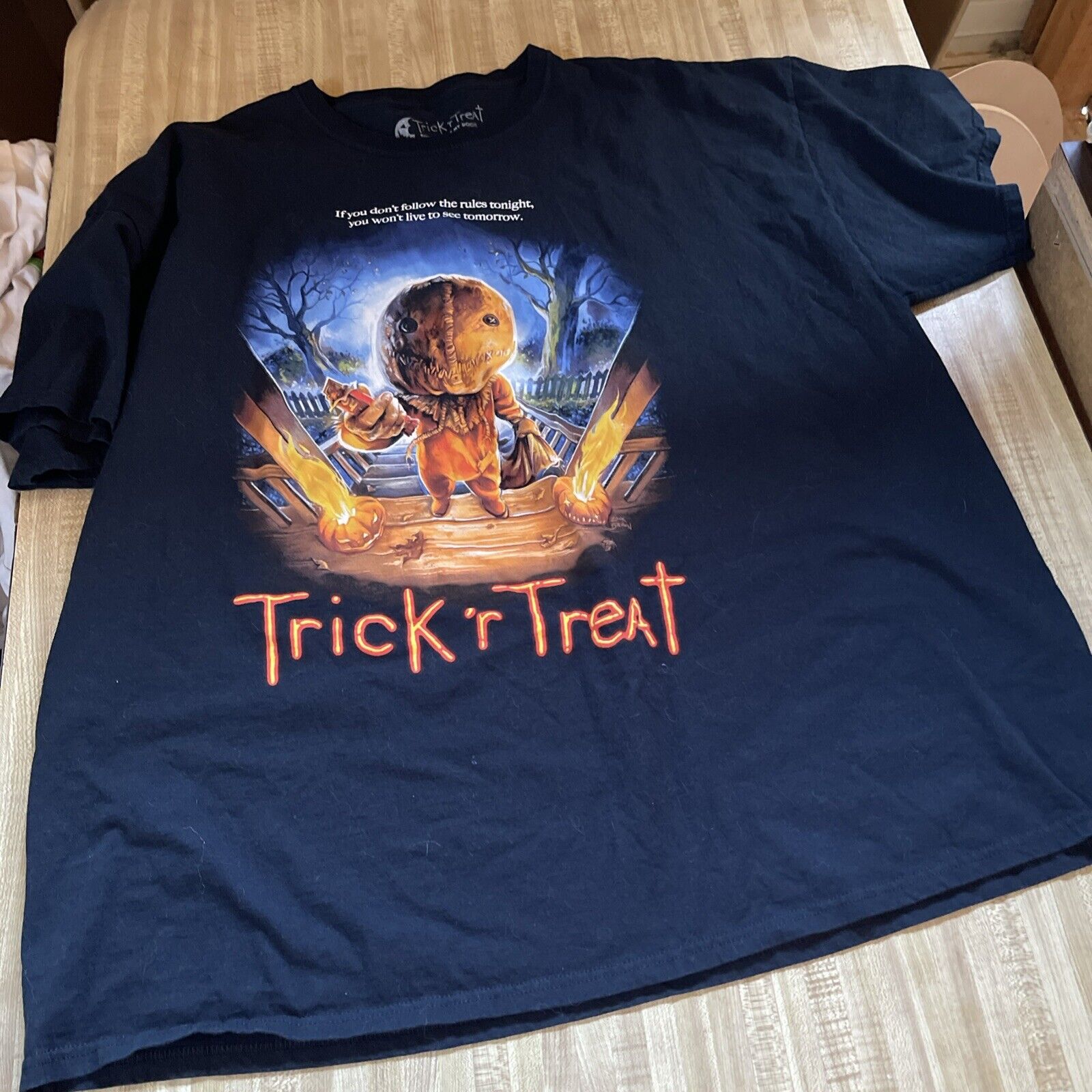 Trick r Treat horror fan gift shirt 3XL with pumpkin character graphic on black fabric
