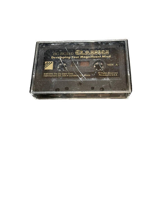 Vintage Zig Ziglar cassette tape in clear plastic case with motivational audio content