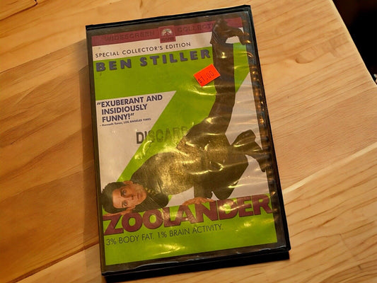 Zoolander Special Collector's Edition DVD with Ben Stiller on green cover placed on wooden surface