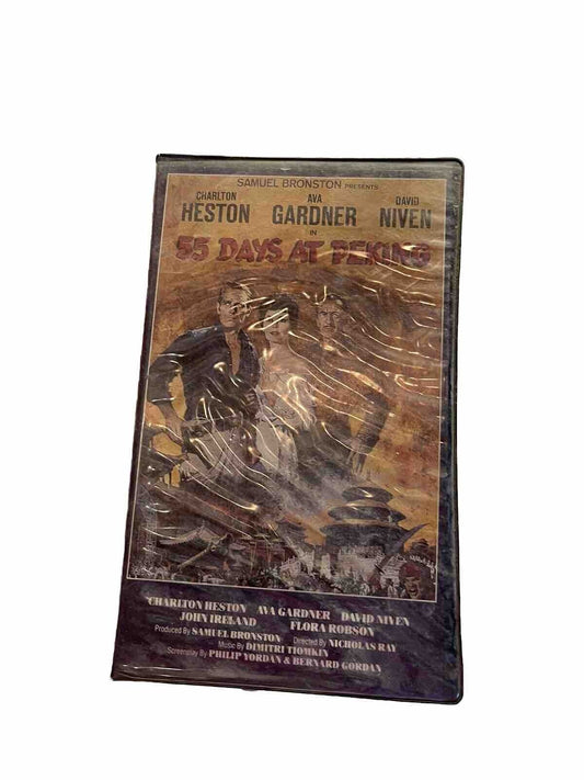 55 Days at Peking VHS movie case featuring Charlton Heston Ava Gardner and David Niven