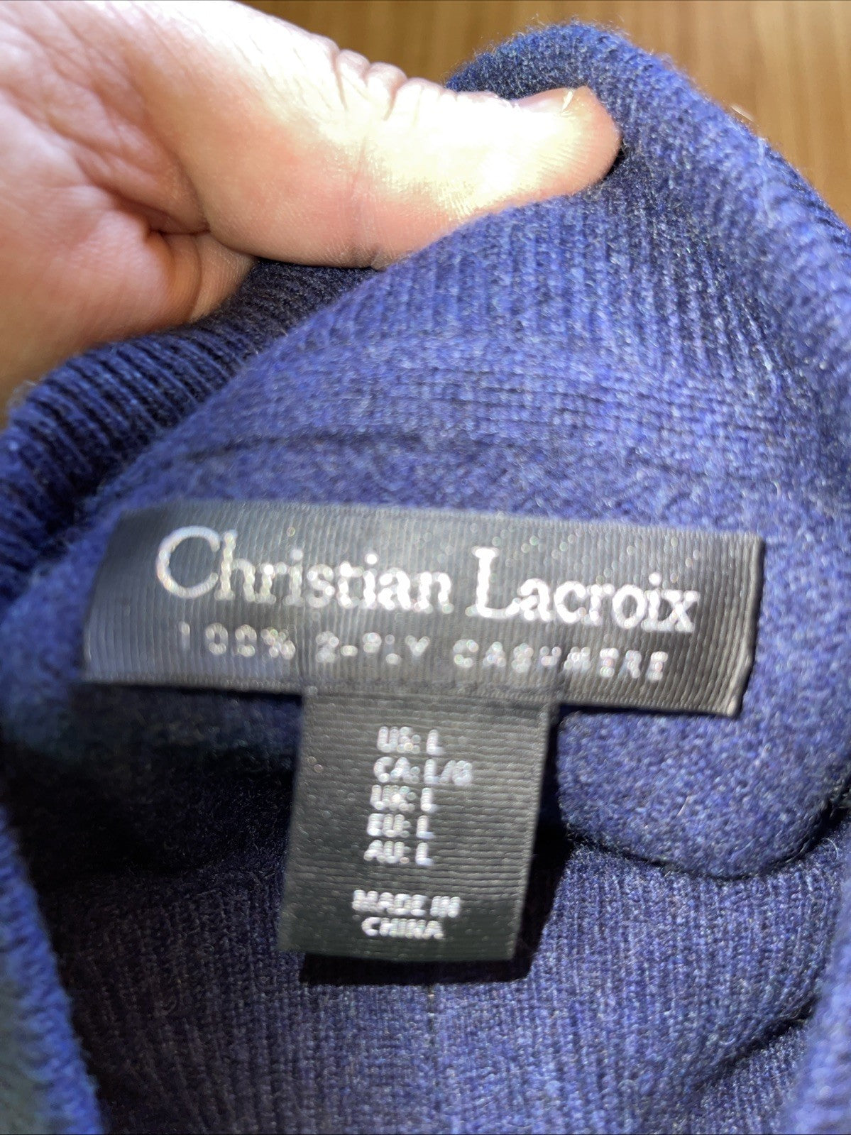 Christian Lacroix 2 Ply Cashmere Quarter Zip Large 