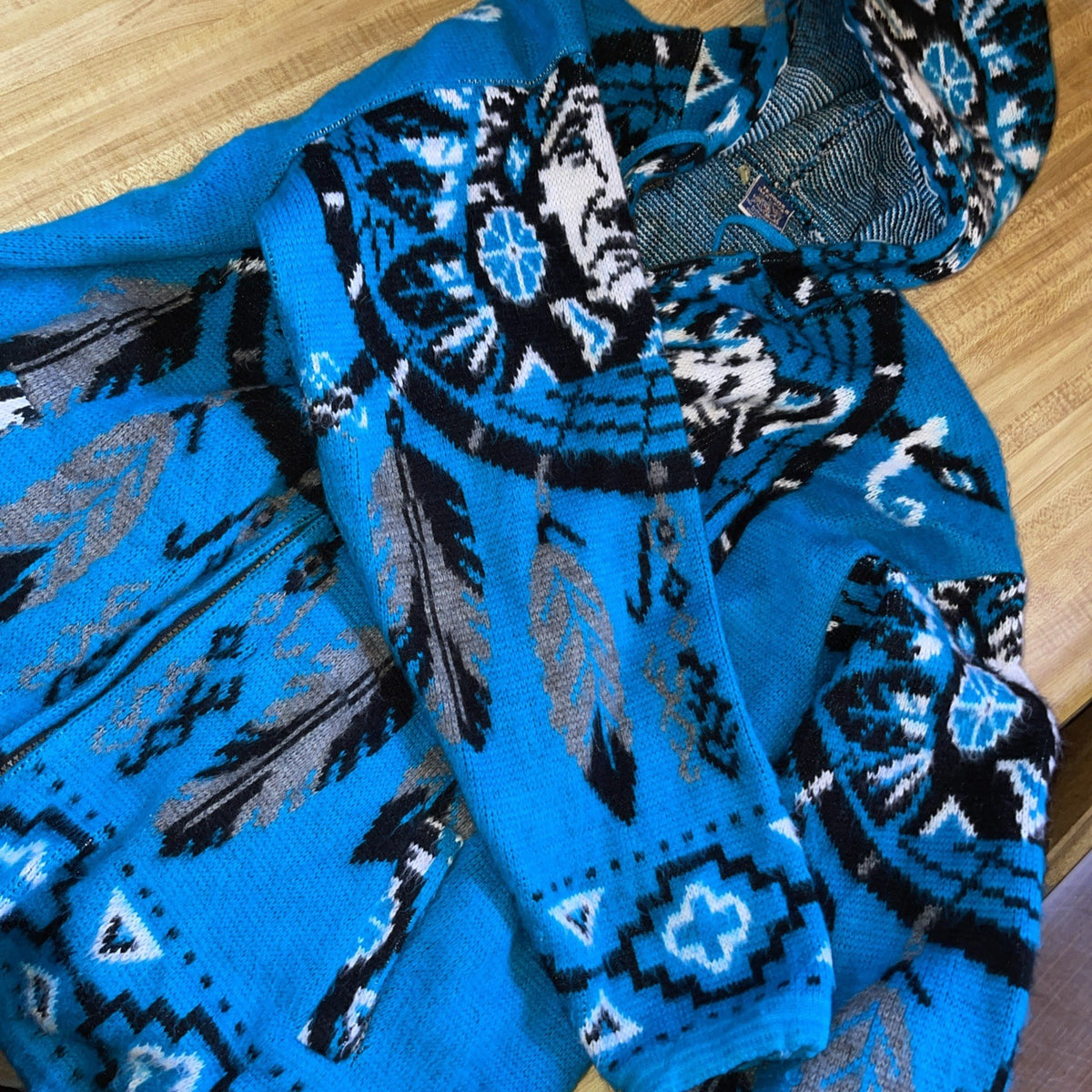 Native American Handcrafted Full Zip Hoodie 2XL Missing The Zipper Pull