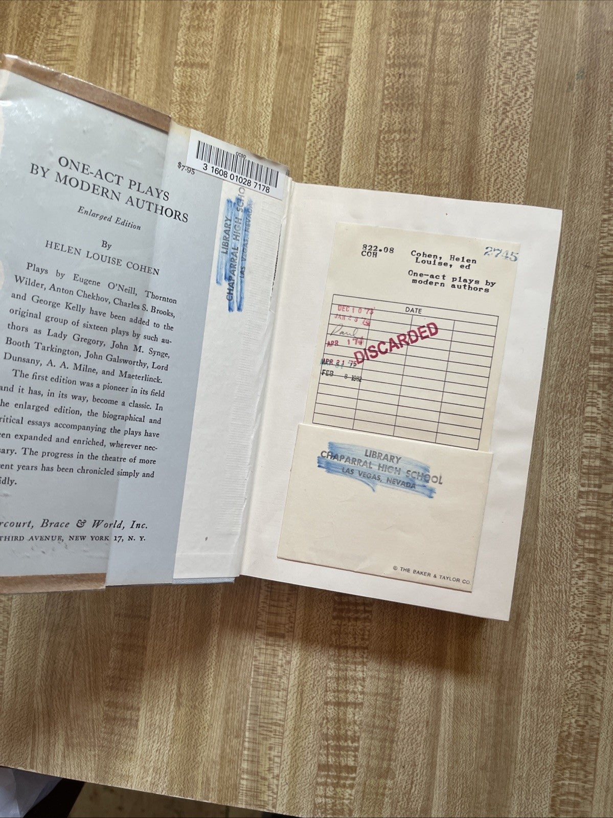 One Act Plays By Modern Authors Hardcover 