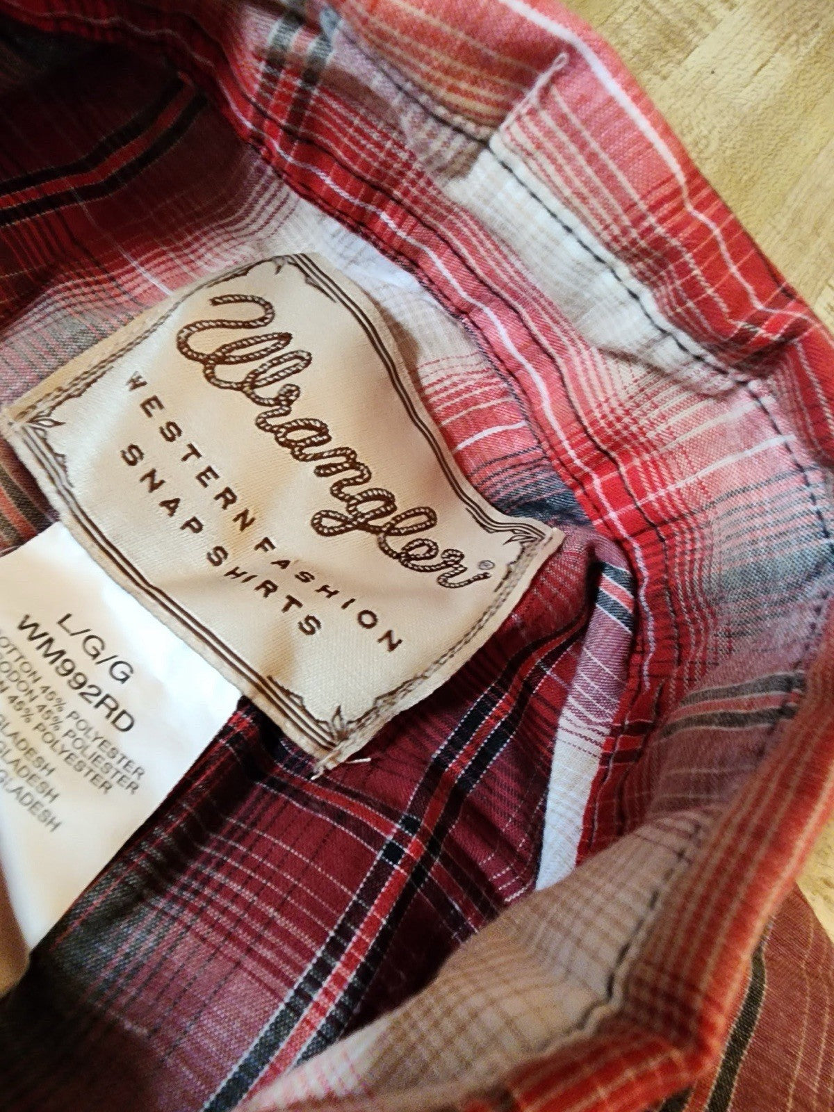 wrangler pearl snap shirt large