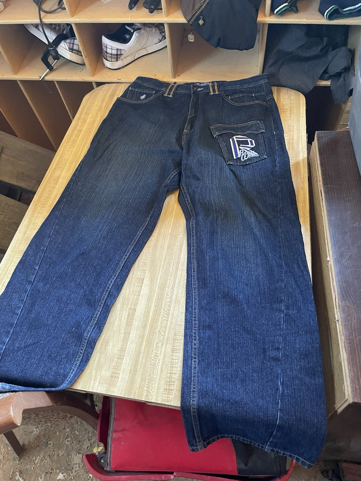 Rocawear Jeans Baggy Wide Leg Flap Pockets 38/34 Y2K Hiphop Streetwear 