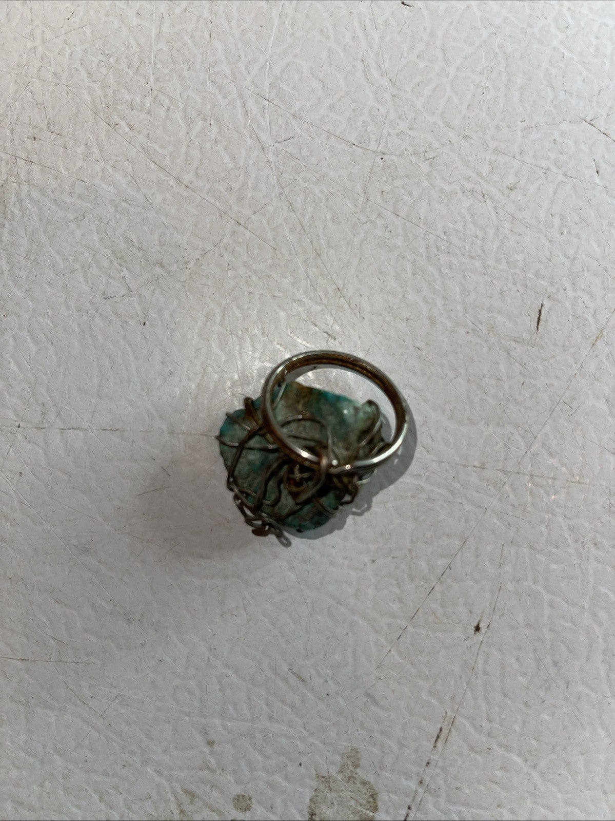 Silver And Raw Gem Keychain 