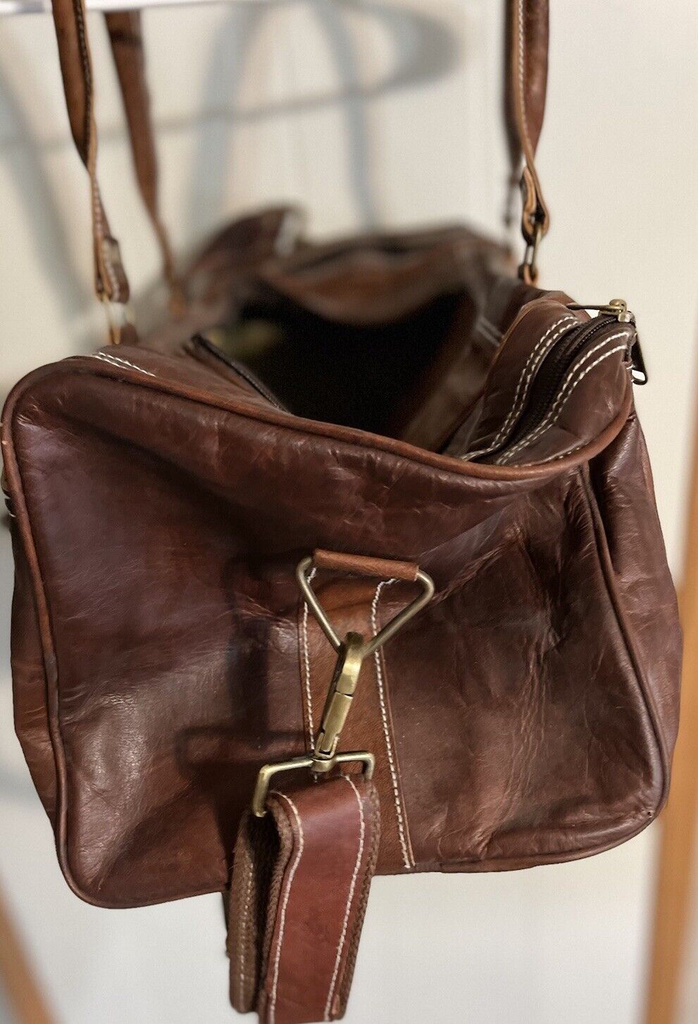 vintage mens leather duffel bag