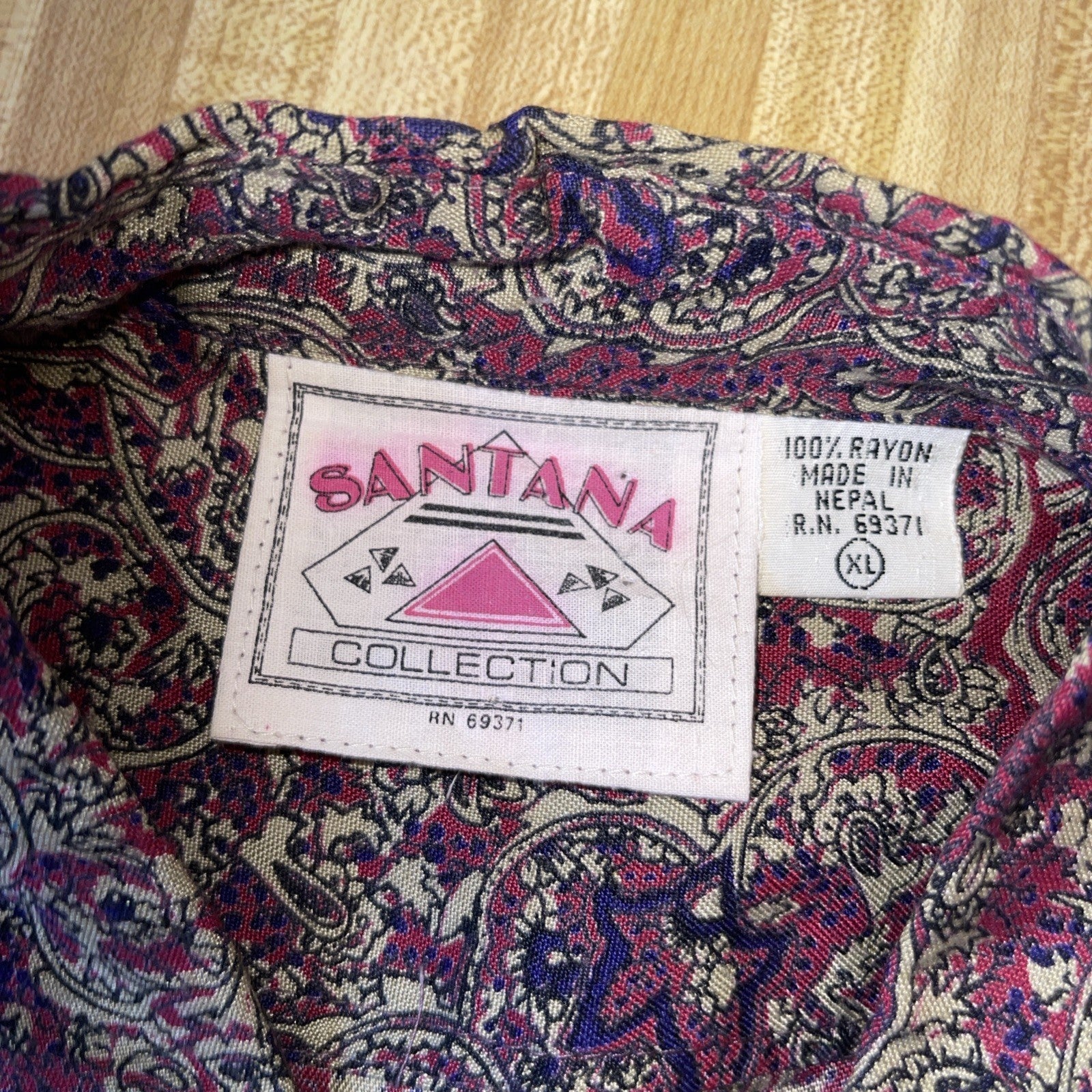 Vintage Santana Collection Button Up Rayon XL