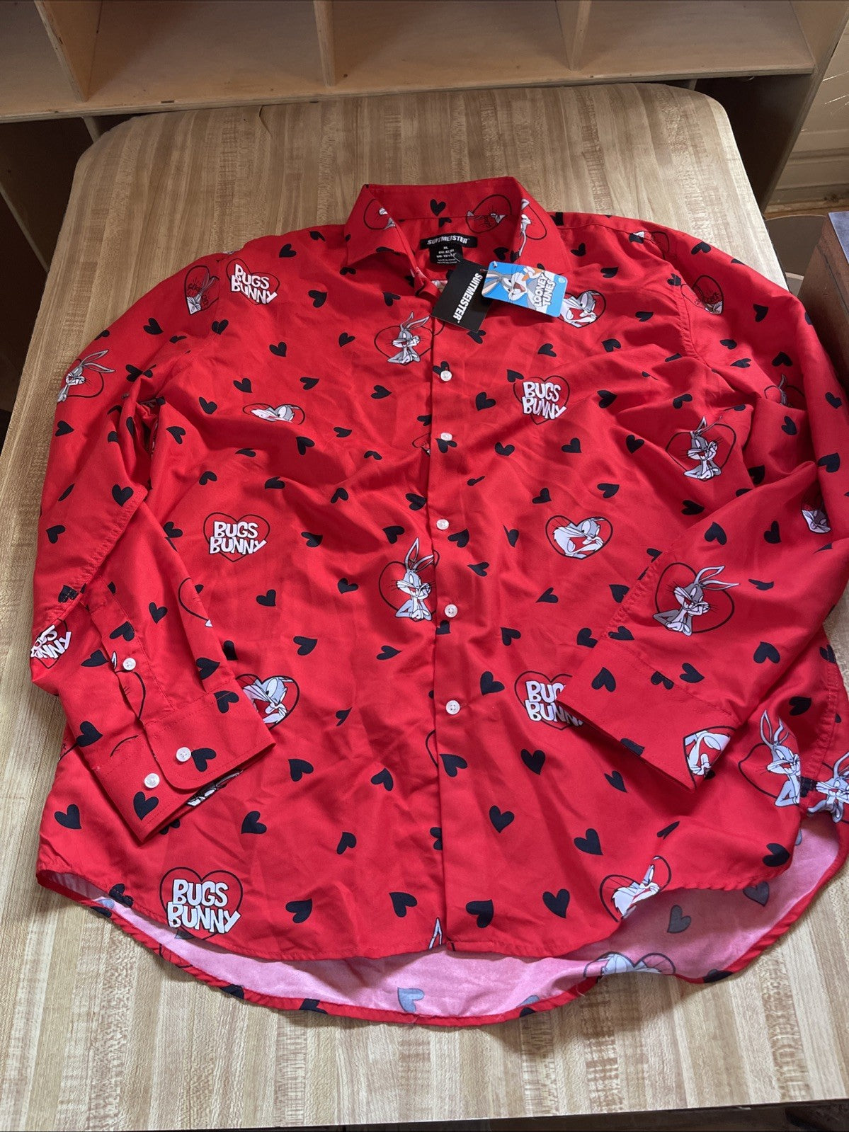Suitmeister Looney Tunes Bugs Bunny Button Up NWT XL