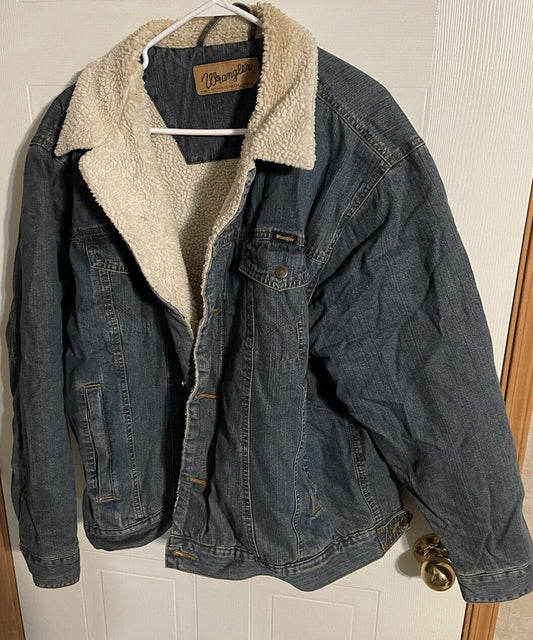 Wrangler Sherpa Lined Denim Jacket Medium 