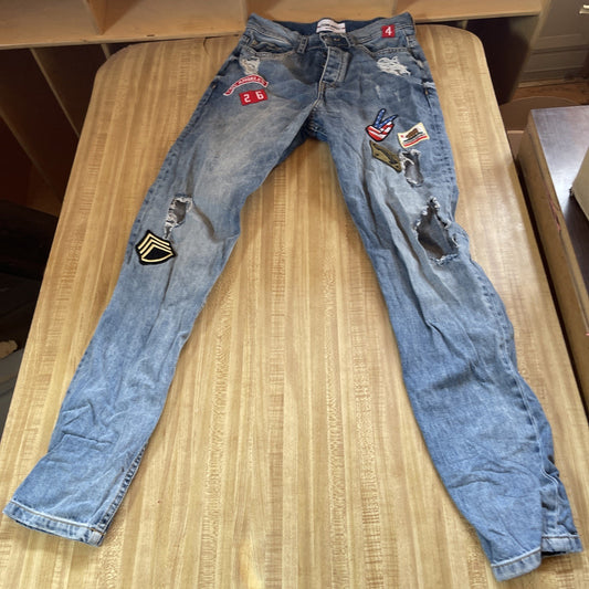Etienne Marcel Jeans 26 Distressed Embroidered