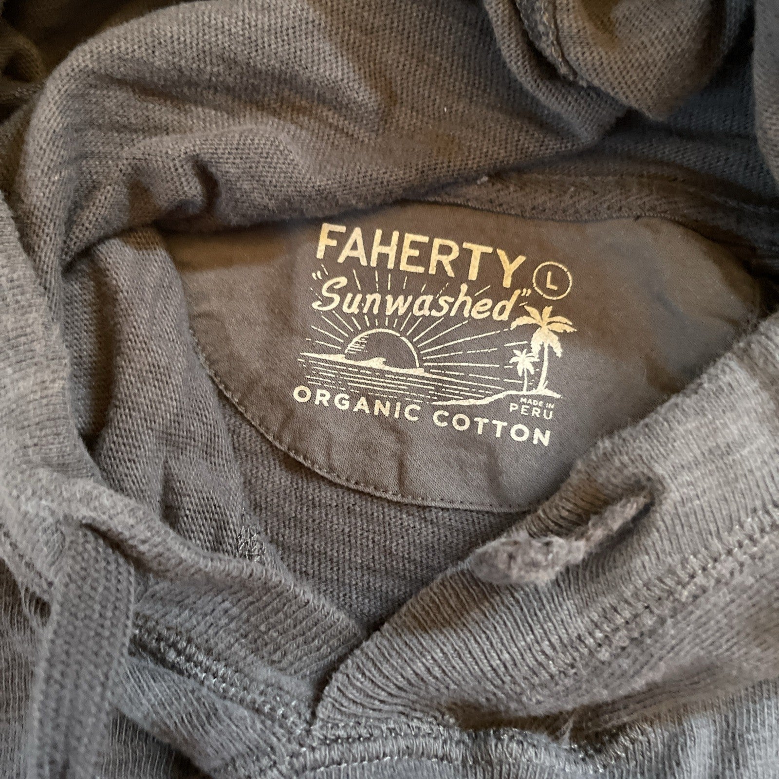 Faherty Sunwashed Organic Cotton Hoodie Large 