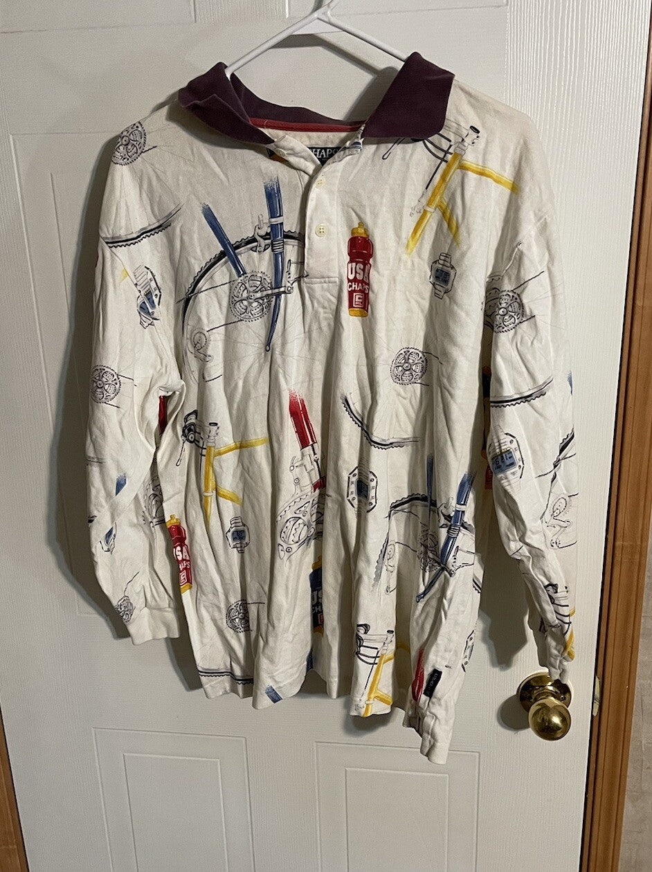 Vintage Made In USA Chaps Ralph Lauren Cycling Rugby Polo Large