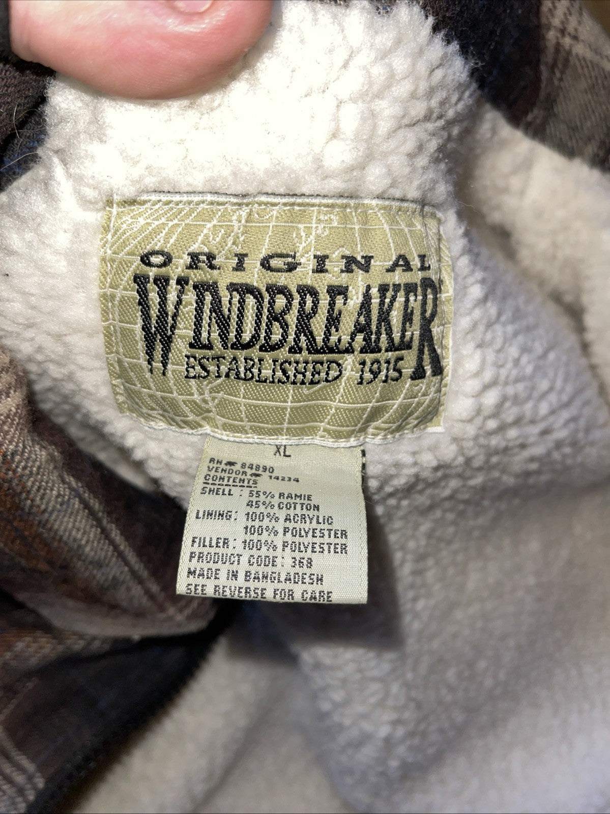 Original Windbreaker Sherpa Lined Jacket XL Work