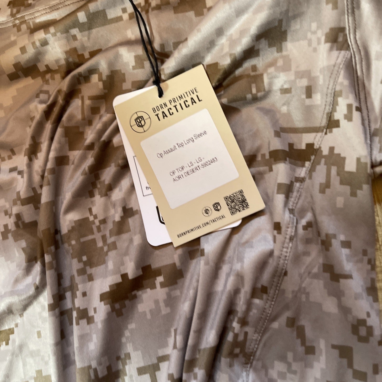 Born Primitive Tactical Op Assault Top Long Large Desert Digi Camo NWT