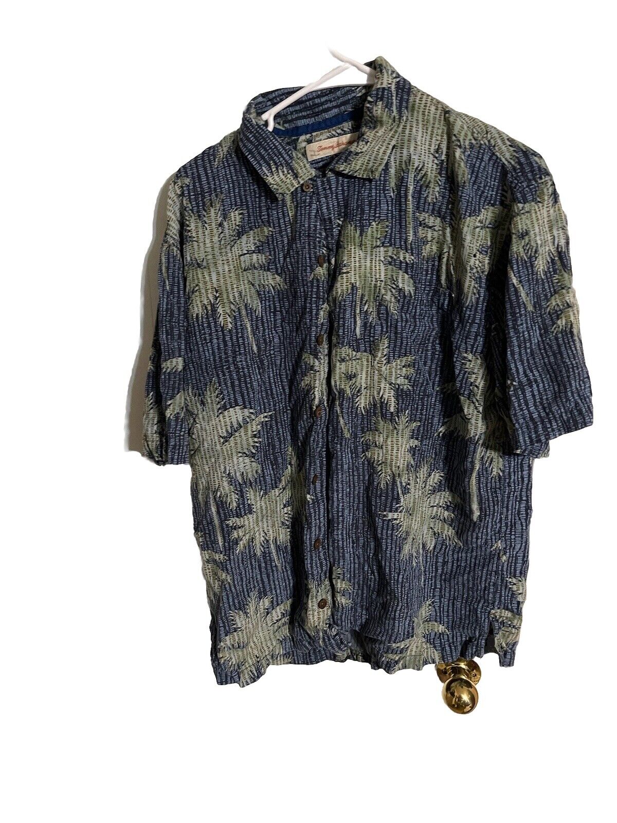 Tommy Bahama Silk Hawaiian Shirt Large Has A Cigarette Burn Above The Pocket