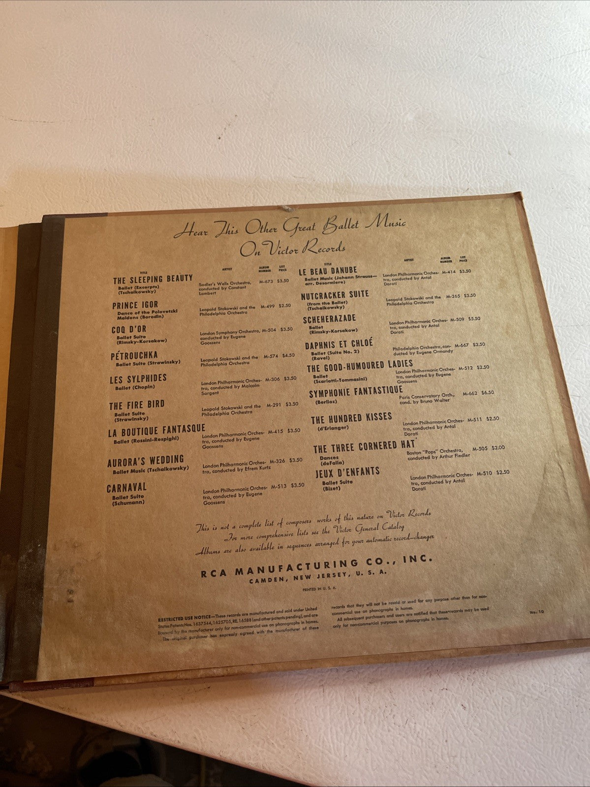 tchaikovsky vinyl Nutcracker Suite Victor Masterpiece 