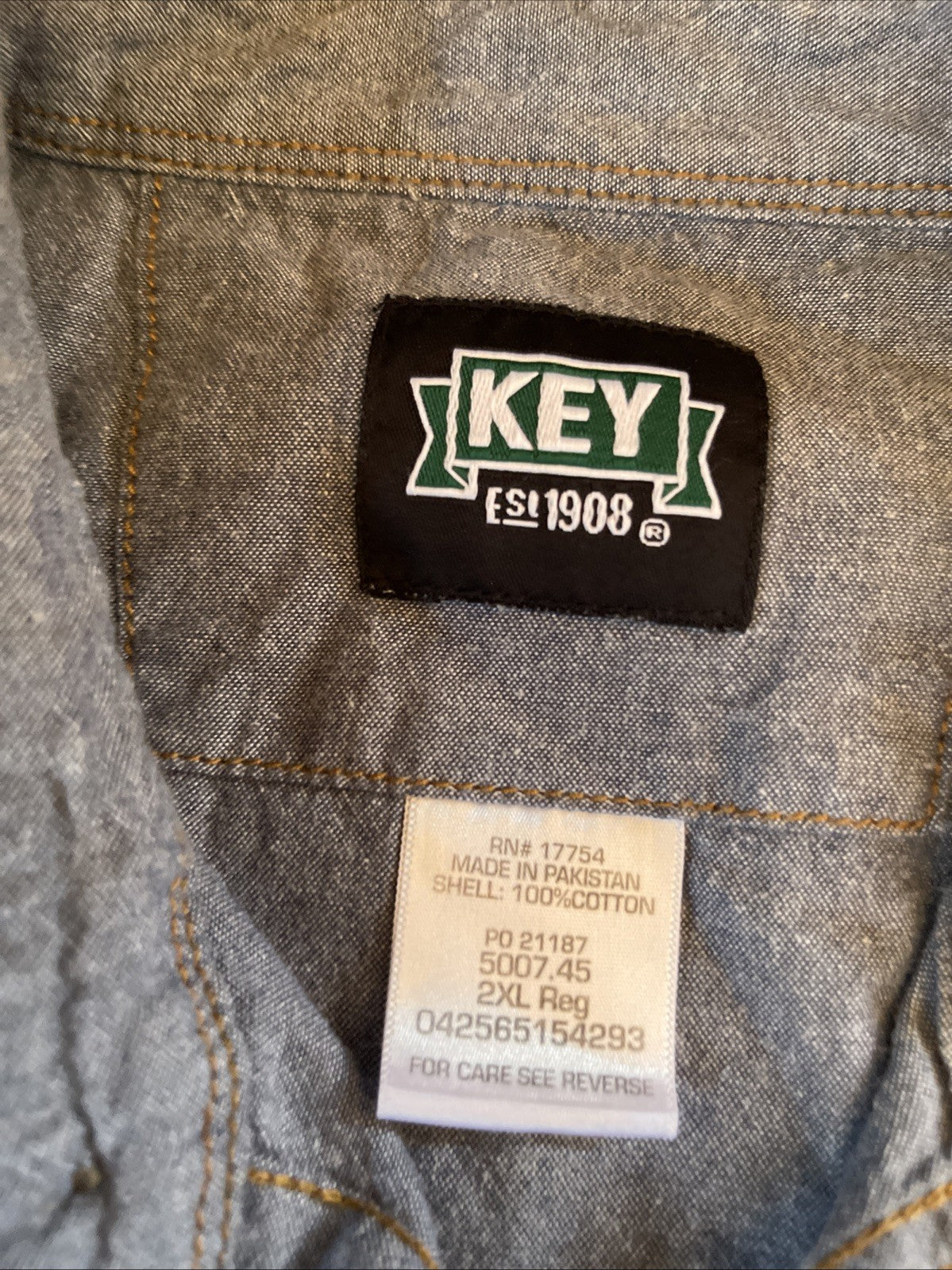 key denim pearl snap shirt XXL 