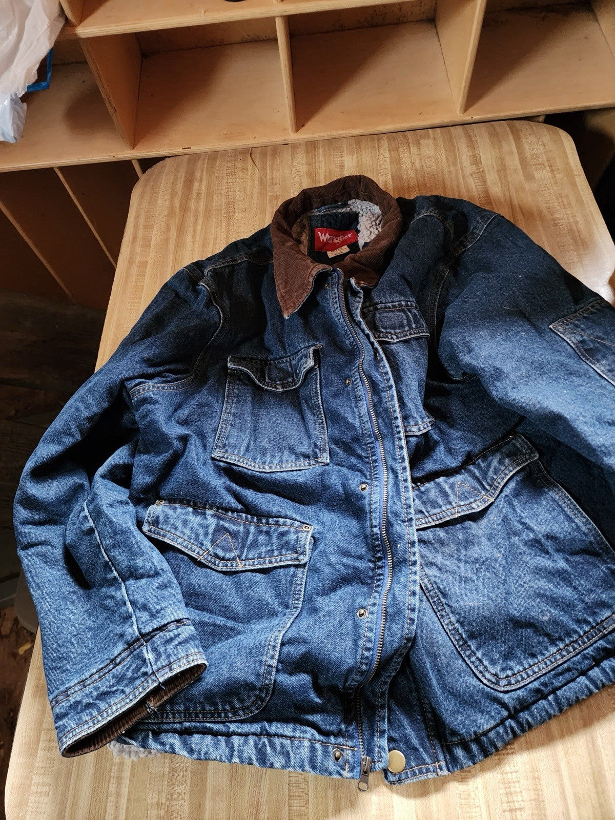 wrangler sherpa lined denim jacket 2XL 