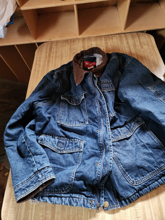 wrangler sherpa lined denim jacket 2XL 