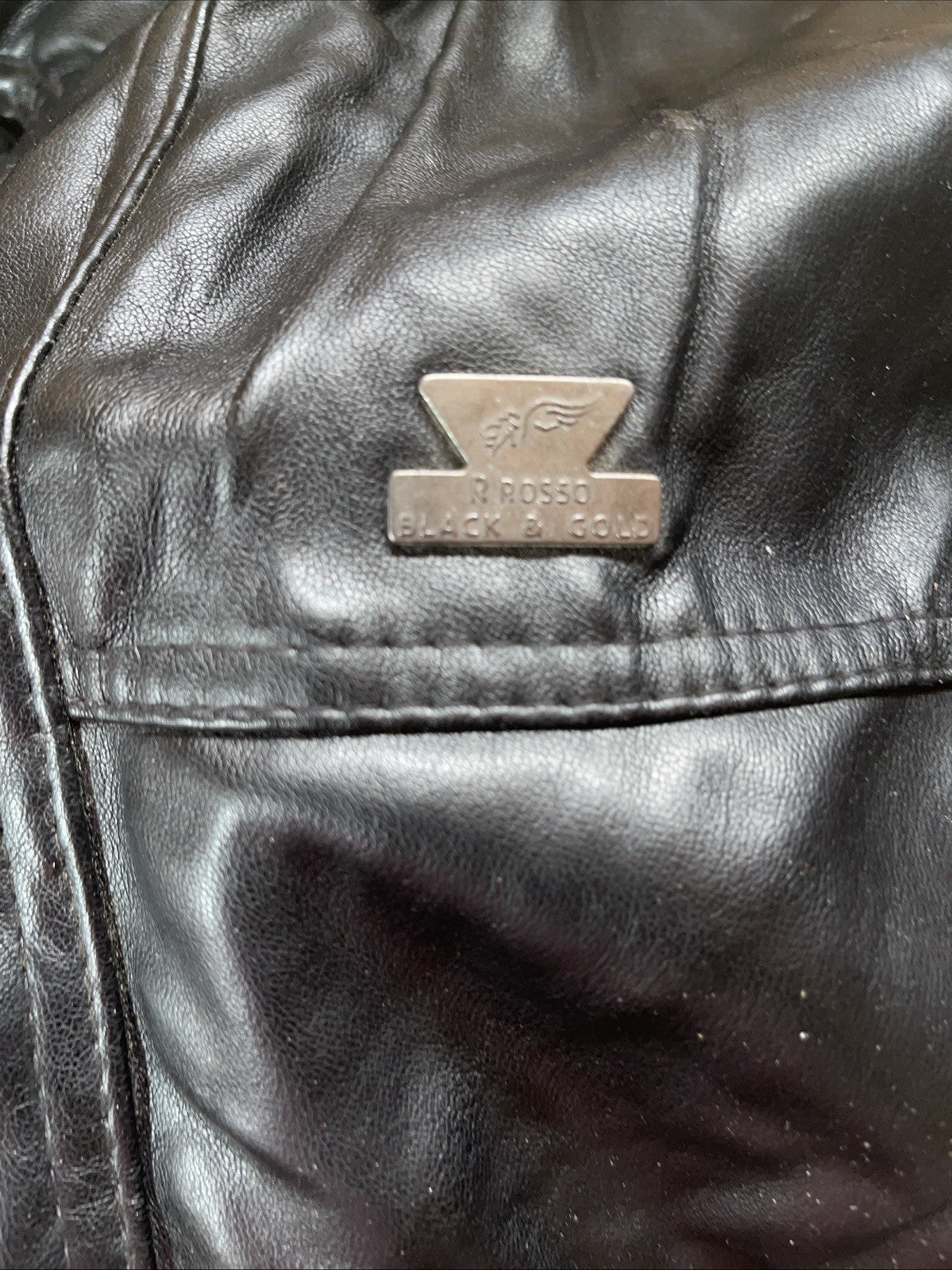 R Rosso Black & Gold Leather Jacket Medium 