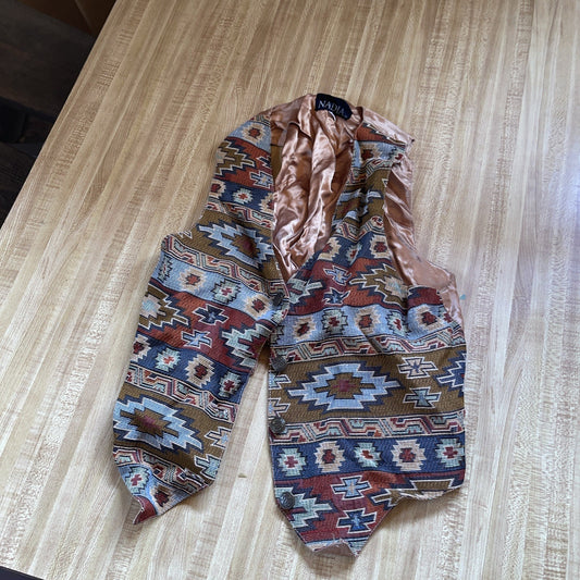 Vintage Nadia Aztec Southwestern Native Print Vest Made In USA Medium 