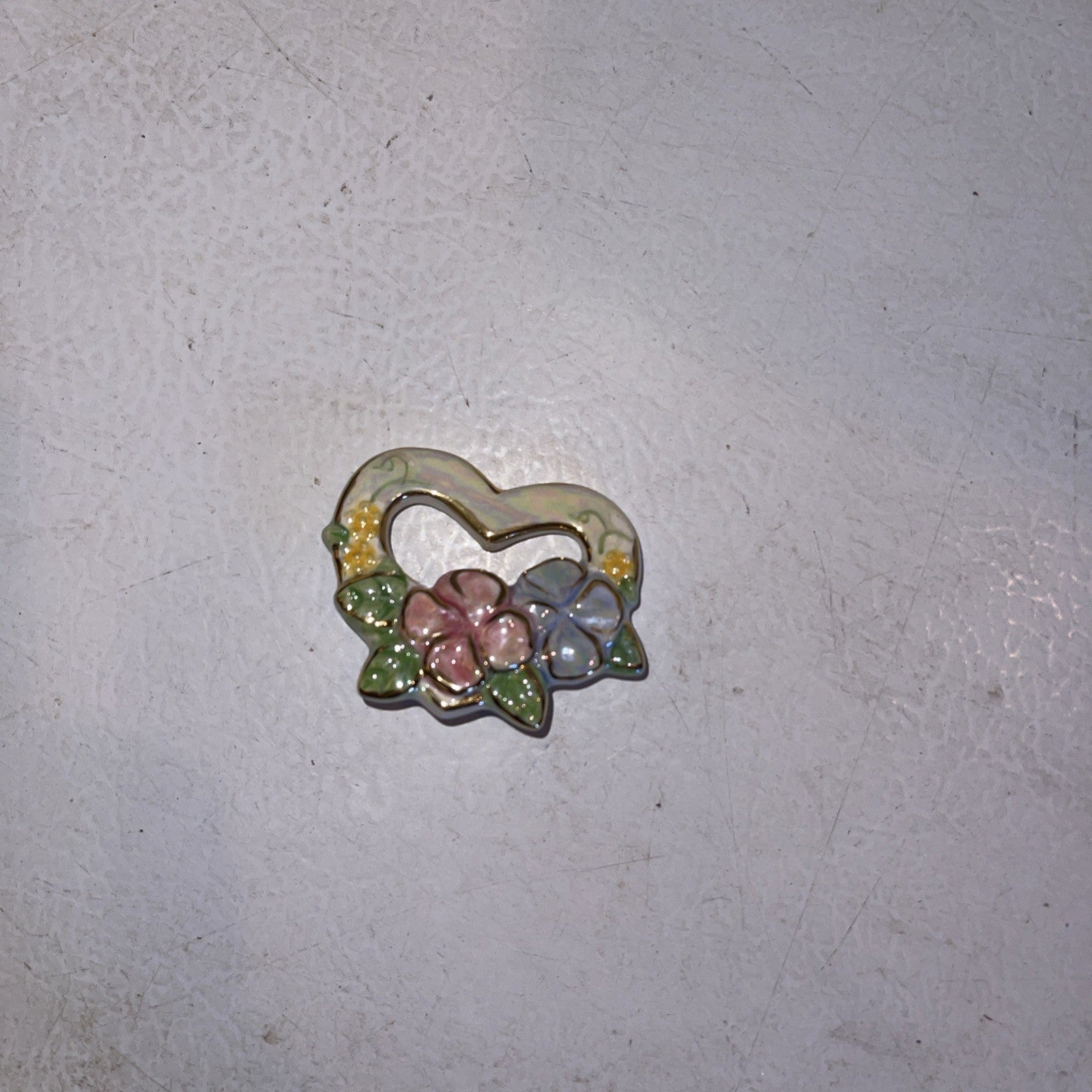 Heart And Flowers Brooch Pin