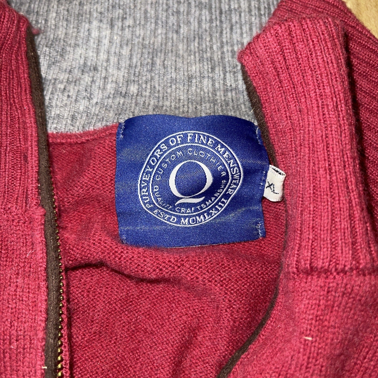 Vintage Q Sweater Quarter Zip XL Super Wool Cashmere 