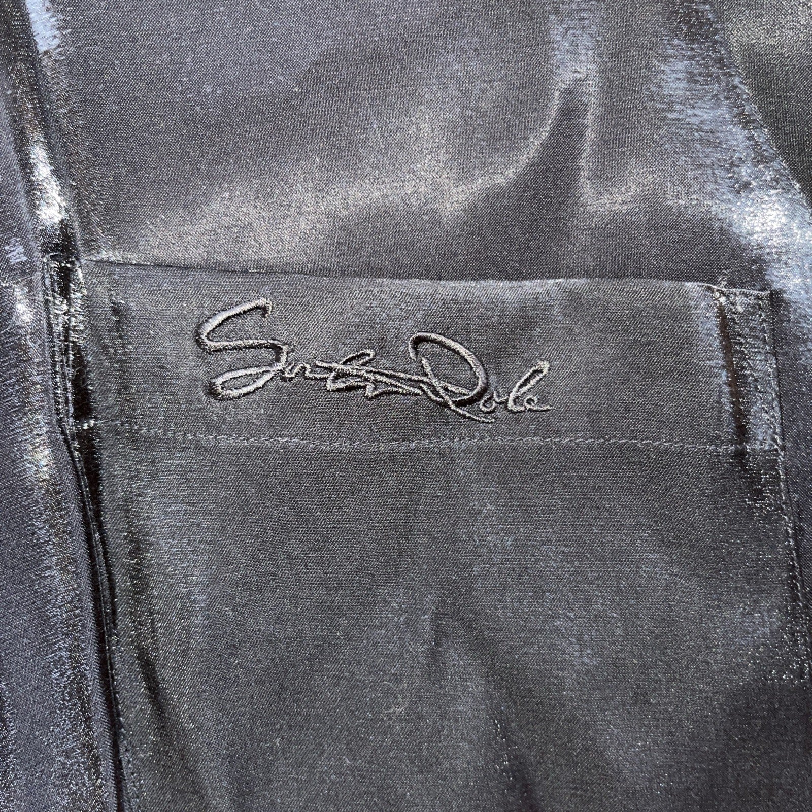 Vintage Southpole Button Up 3XL Loop Collar Shiny Black